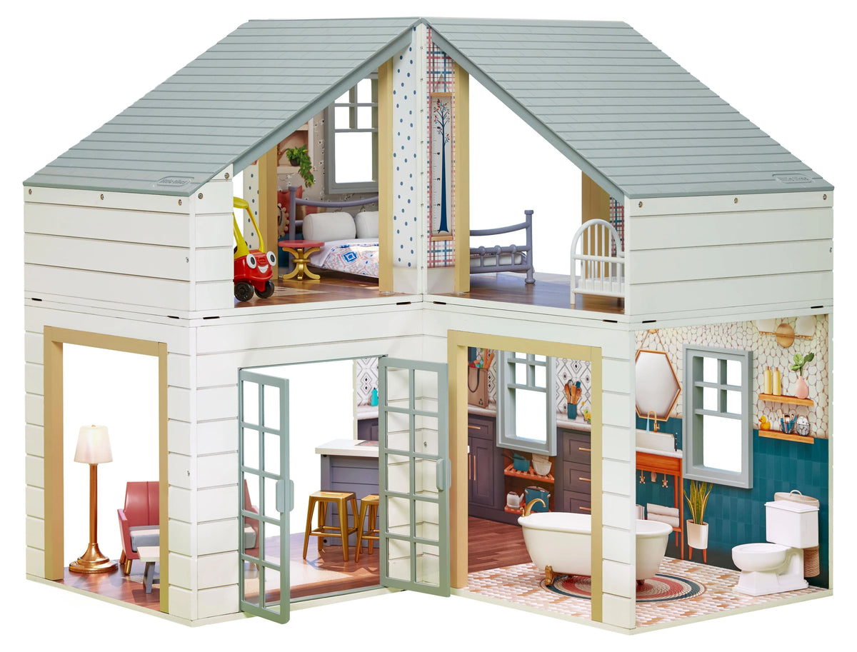 Real Wood Dollhouse with 14 Accessories Y868
