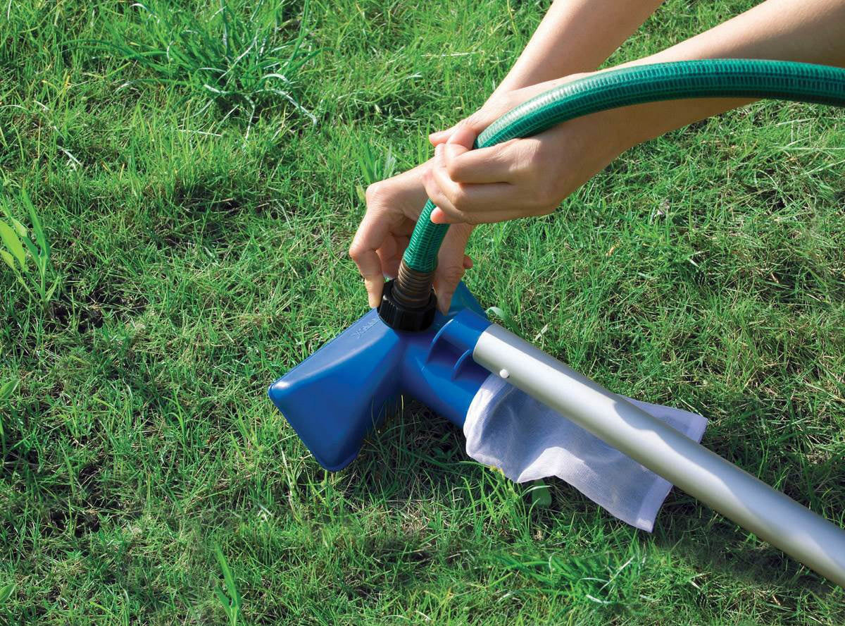 Round Swimming Pool Kit with Vacuum Skimmer, Pole, and Cover Tarp J23343