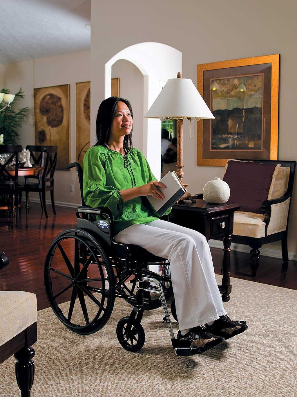 High Performance Lighter Weight Wheelchair with Desk Length Arms and Elevating Legrests, 16 Seat Width, Electric Red V64330