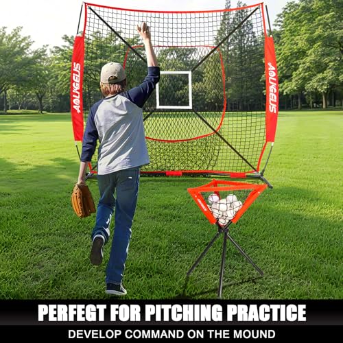 6'X6' Baseball Softball Practice Net with Batting Tee and Ball Caddy N866