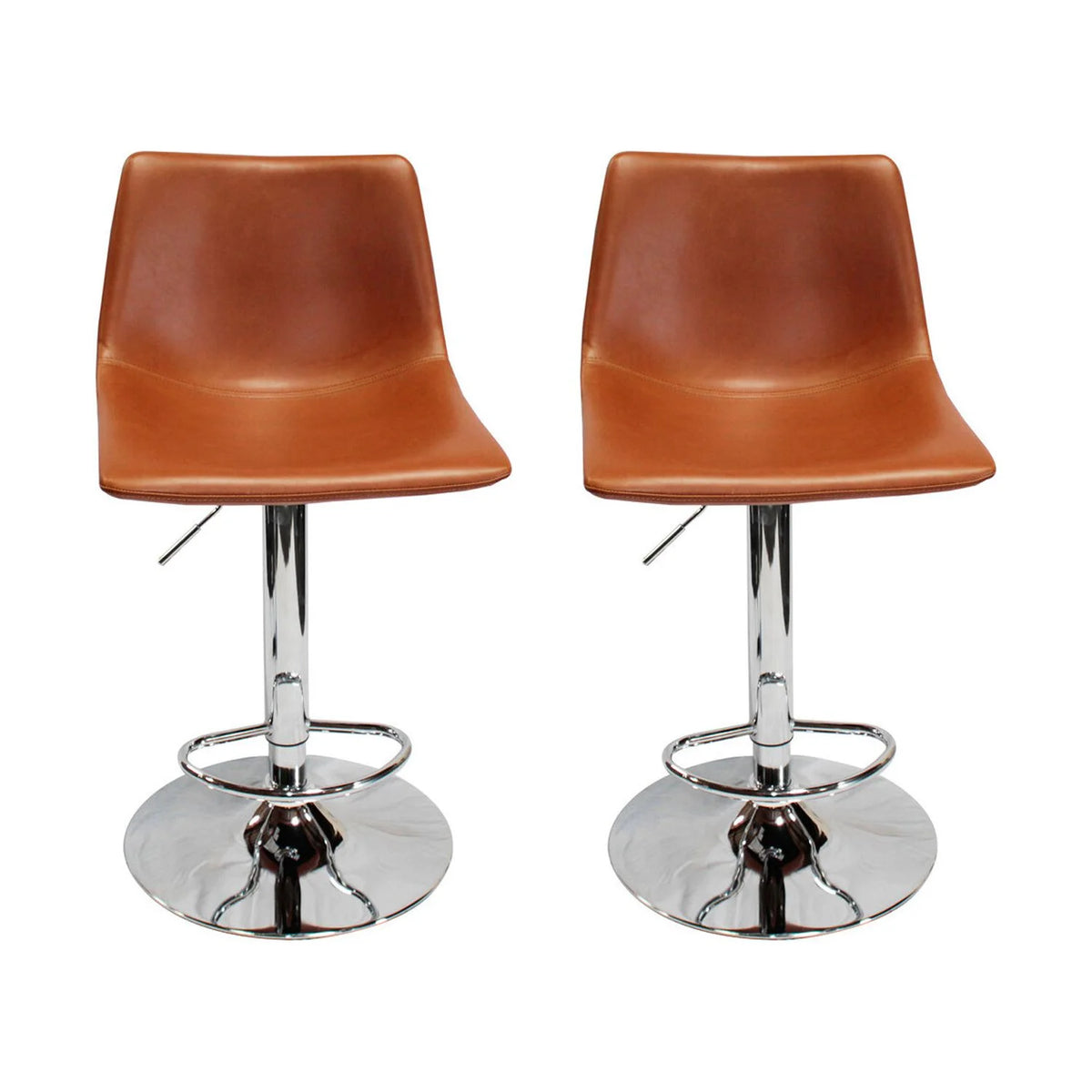 Faux Leather Adjustable Swivel Bar Stool Tan (Set of 2) P6413