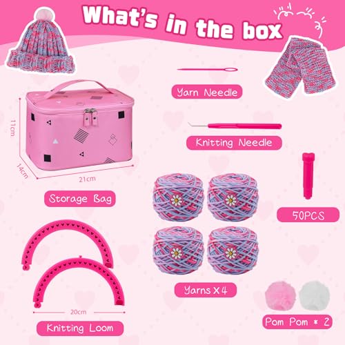 Knitting Loom Craft Kit with Yarn and Hook Needle O971216