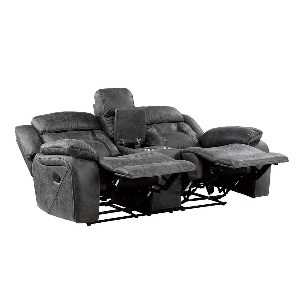 Gray Microfiber 2-Piece Reclining Sofa Set E1551