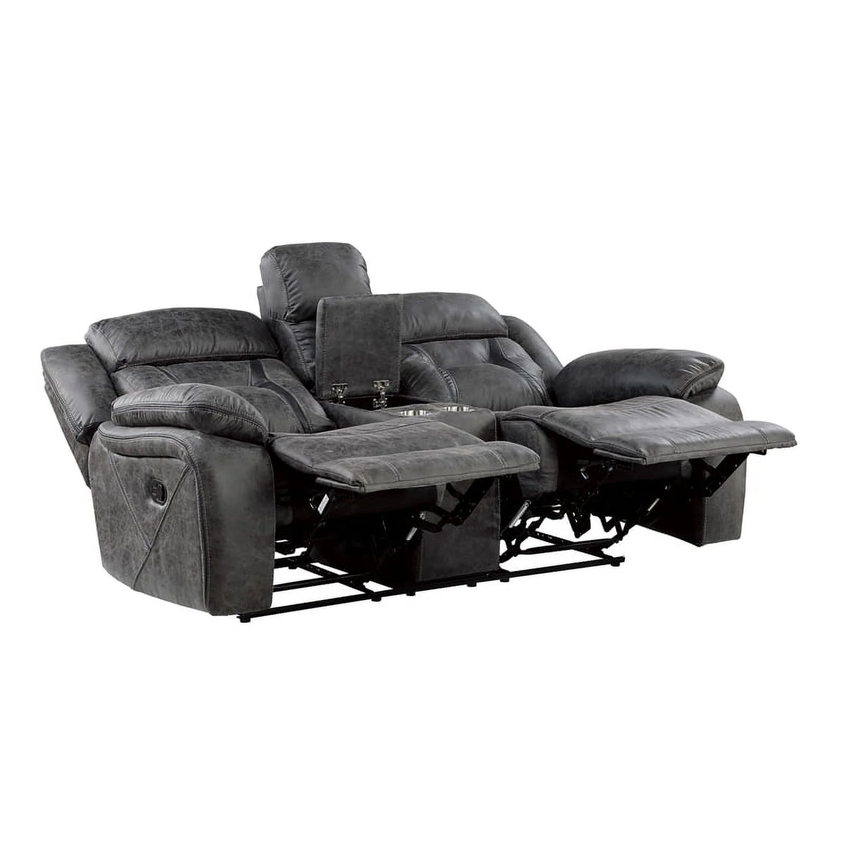 Gray Microfiber 2-Piece Reclining Sofa Set E1551