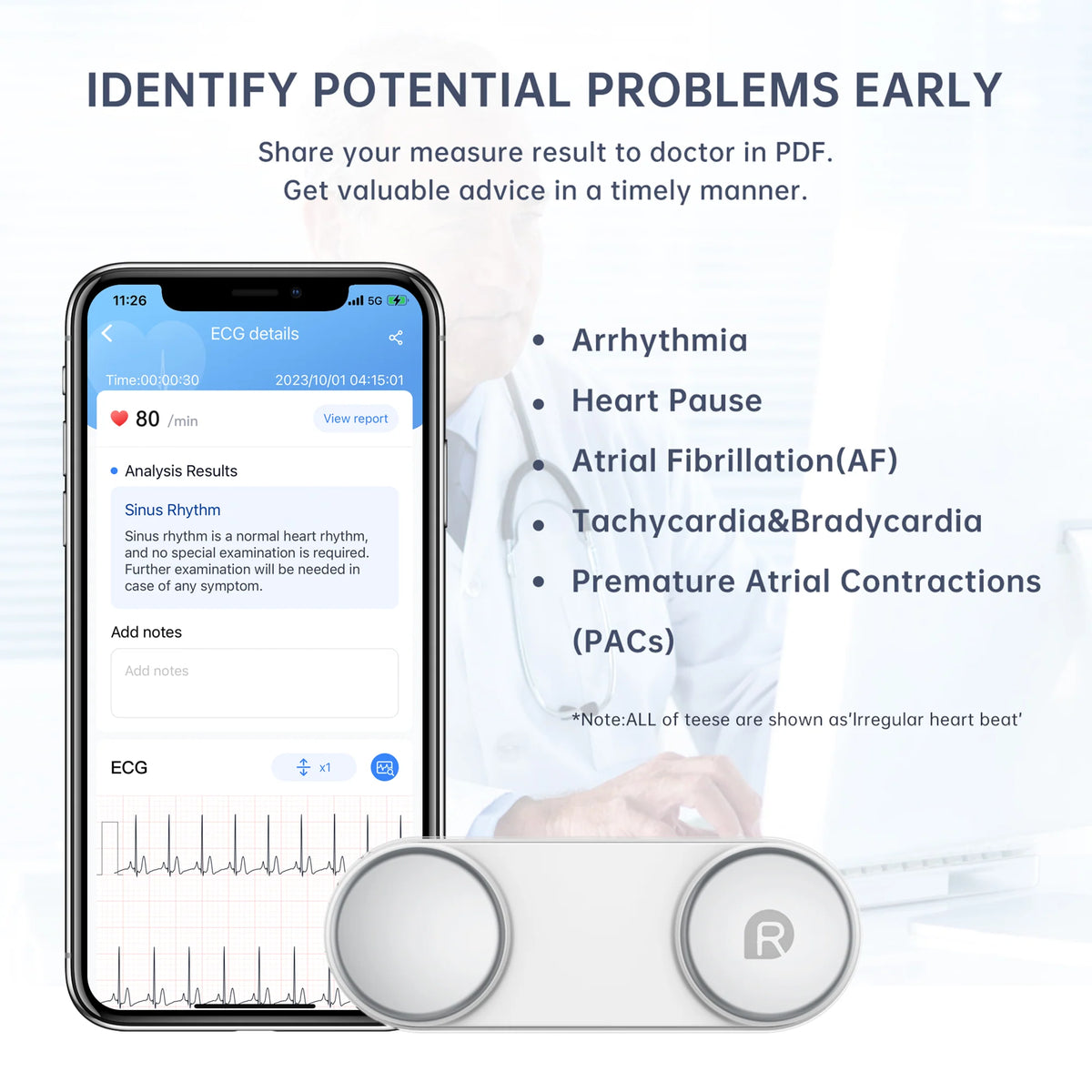 Handheld Bluetooth ECG Monitor with Screen Display P335862
