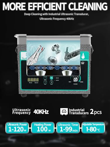 Ultrasonic Cleaner 3L with Adjustable Power, 120W Digital Timer and Heater A6151