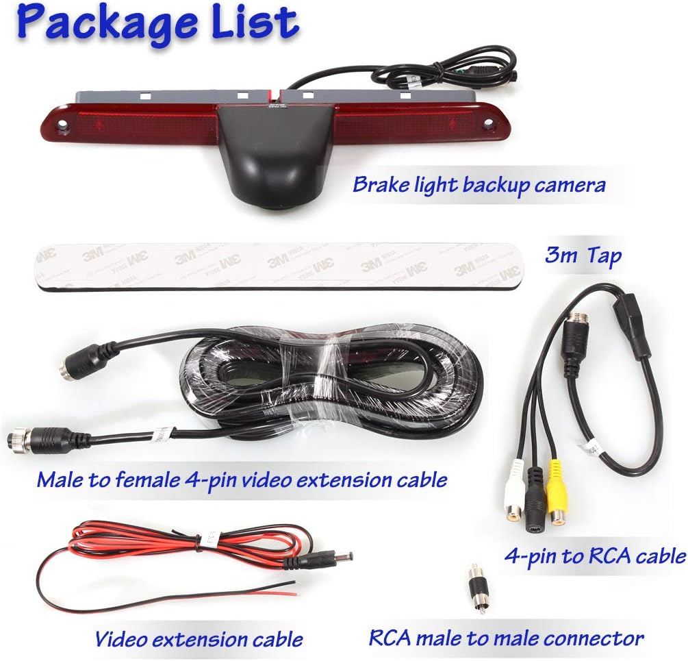 3rd Brake Light Backup Rear View Reverse Camera for Sprinter Vans 2007-2019, 150° Roof Top Mounting Parking Camera, 8 IR Night Vision Lights, Pack of 2 Y1142