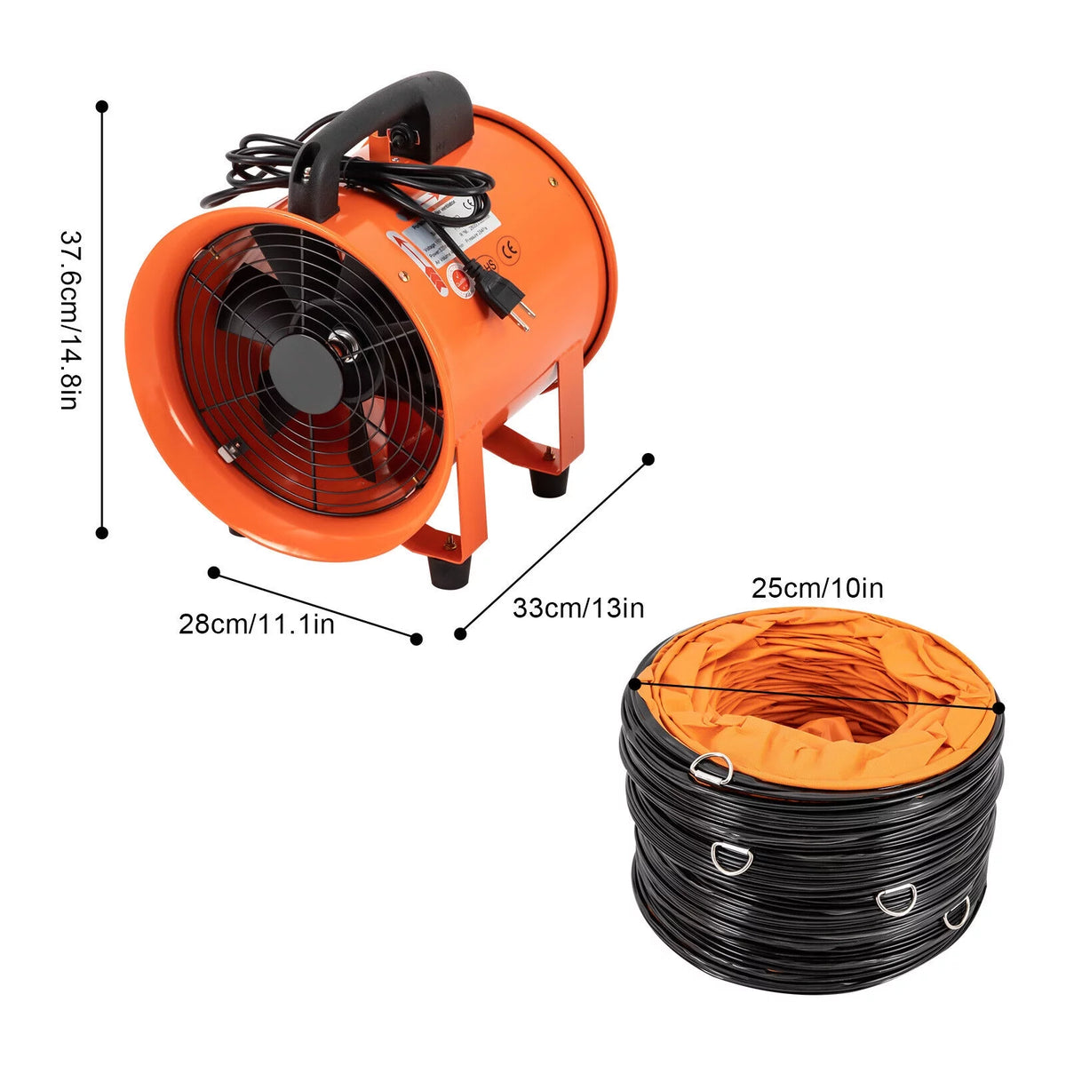 10" Industrial Extractor Fan Blower with 10M Duct Hose L1018