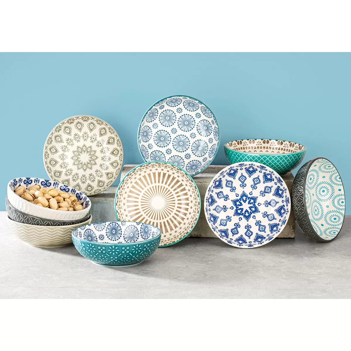 10-Piece Stoneware Bowls, 14.5 Oz R87618
