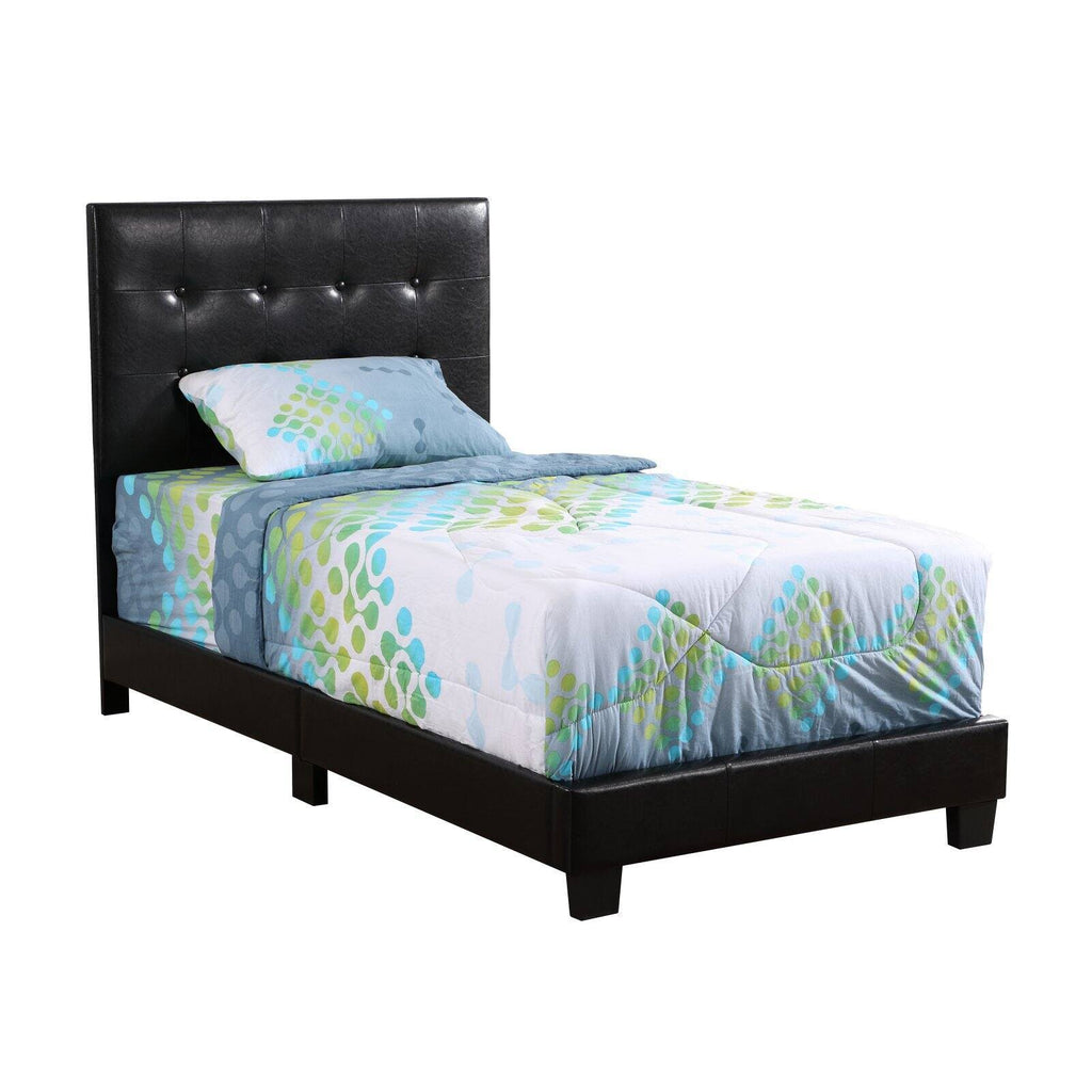 Black Faux Leather Twin Bed R3366