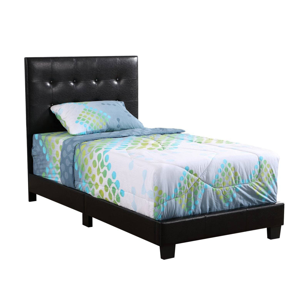 Black Faux Leather Twin Bed R3366