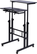 Black Adjustable Mobile Standing Desk V8375