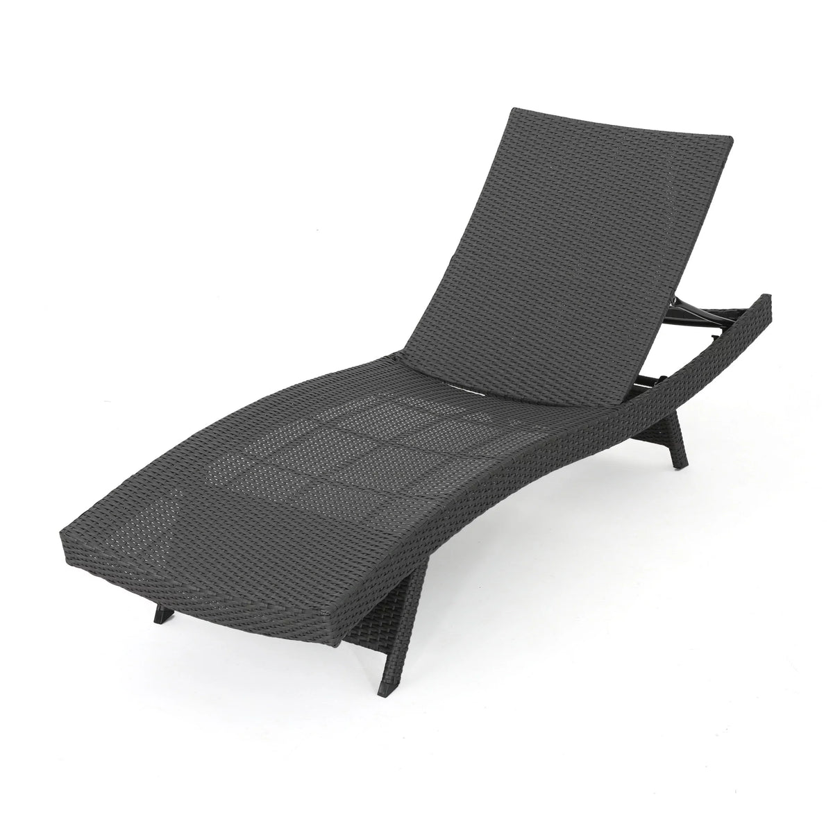 Grey Wicker Adjustable Chaise Lounge Set of 2 F390