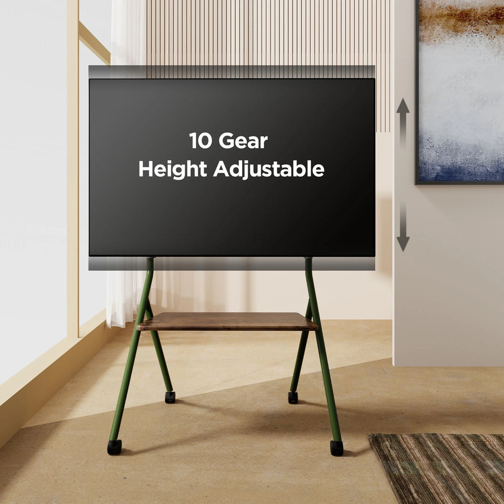 Mobile TV Stand for 55 60 65 75 78 Inch TV with Wooden Storage Shelves Z700395