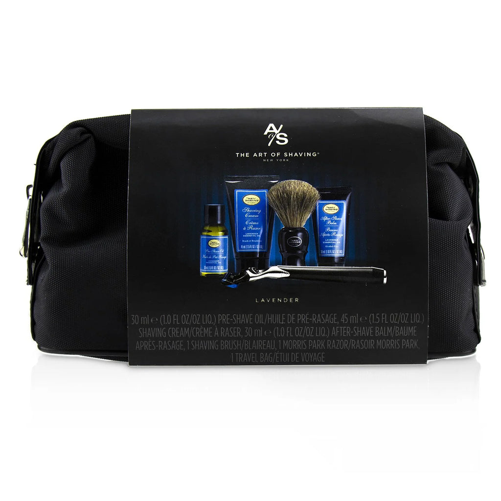 Lavender Pre Shave Oil + Shave Crm + A/S Balm + Brush + Razor 5pcs+1Bag I539