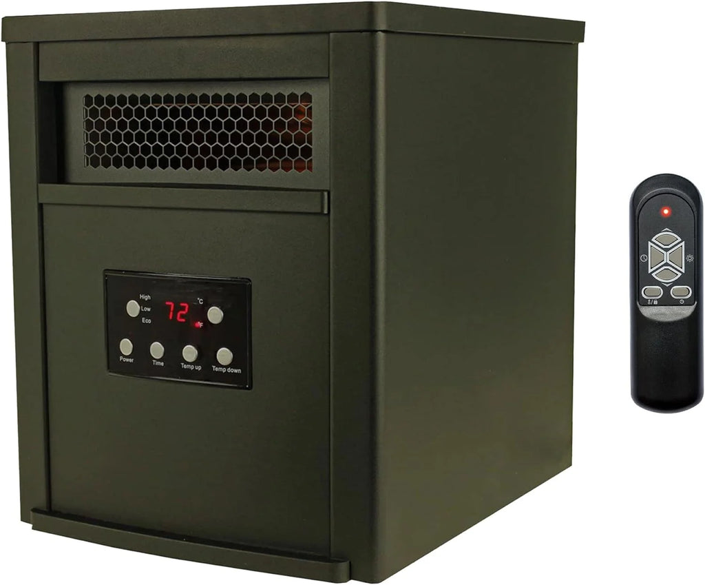 1500W Portable Electric Infrared Quartz Space Heater with Remote Control Black 2 Pack X91763