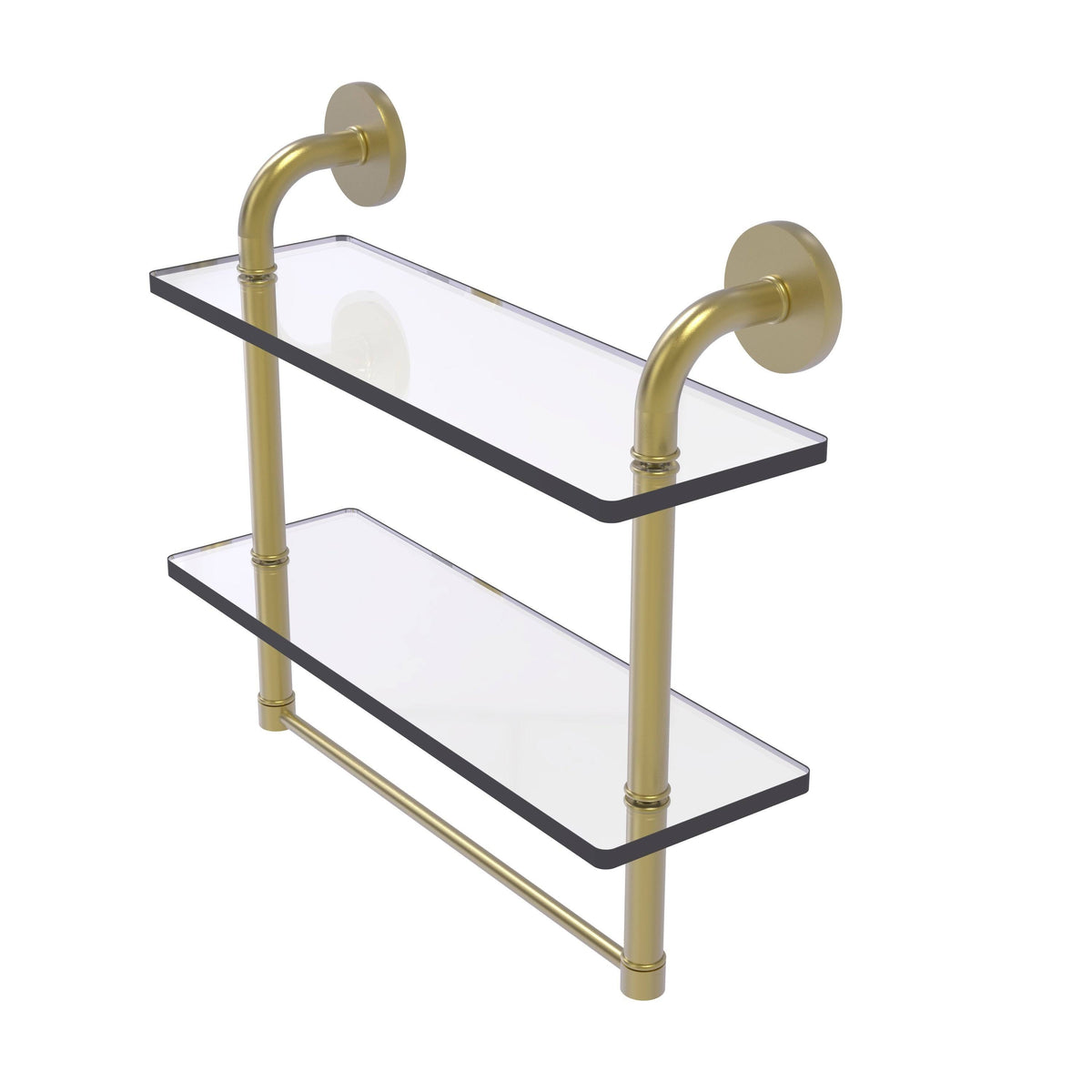 Two Tiered Glass Shelf with Towel Bar - Brushed Bronze - 22 inch V28209