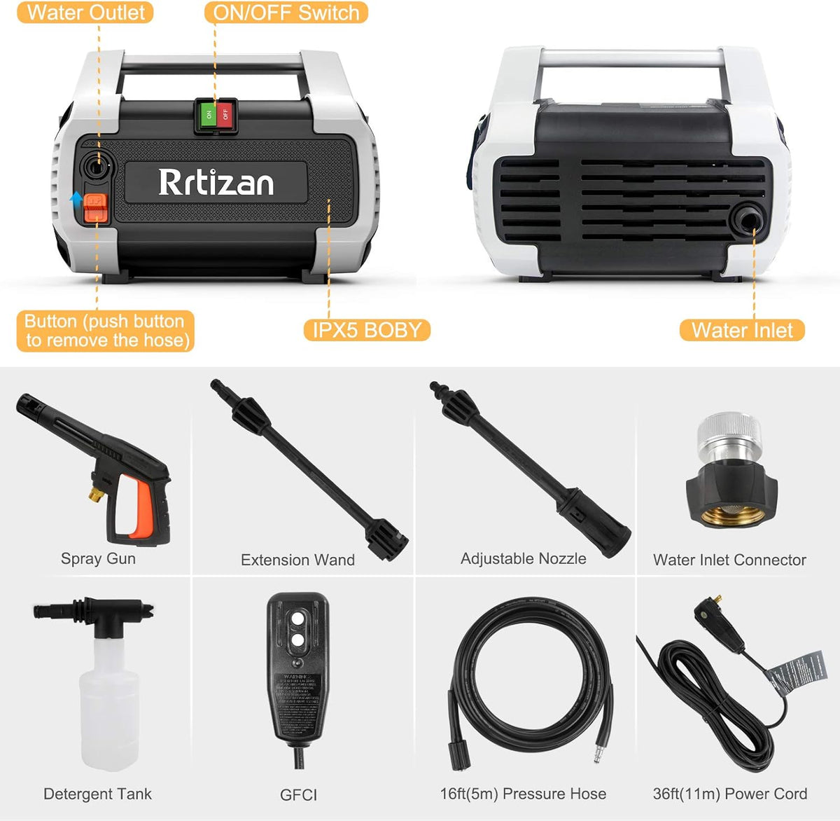 Electric Pressure Washer, 1800W, 1.76 GPM, 2030PSI B19668