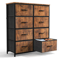 Brown 8 Fabric Drawer Dresser TV Stand E41822