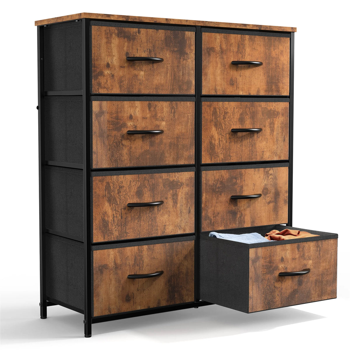 Brown 8 Fabric Drawer Dresser TV Stand E41822