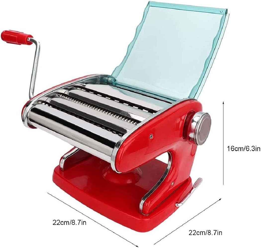 Stainless Steel Manual Pasta Maker Machine with 3 Cutters, 8.7 inches F80364