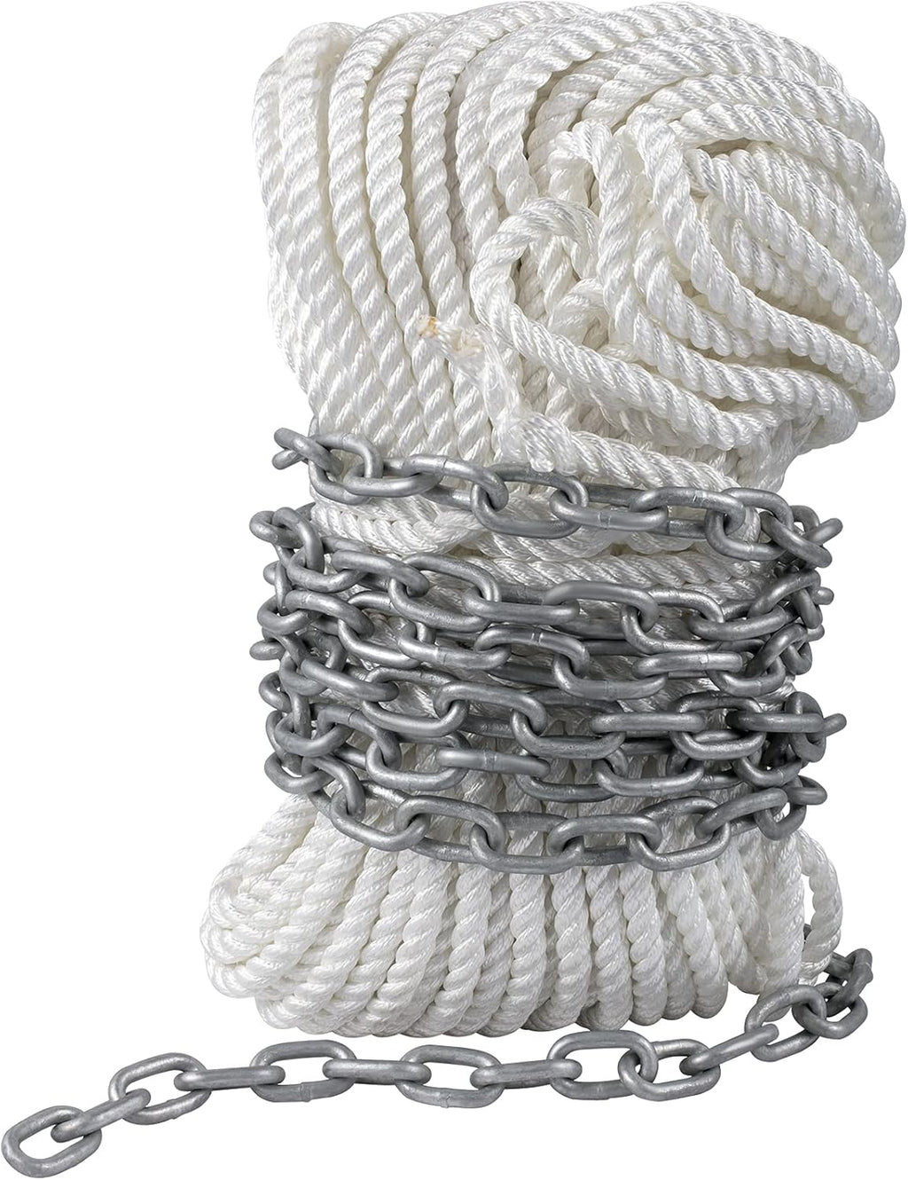15' x 5/16" Boat Anchor Chain, 1/2" x 200' Nylon Rope, Galvanized Steel Chain O639