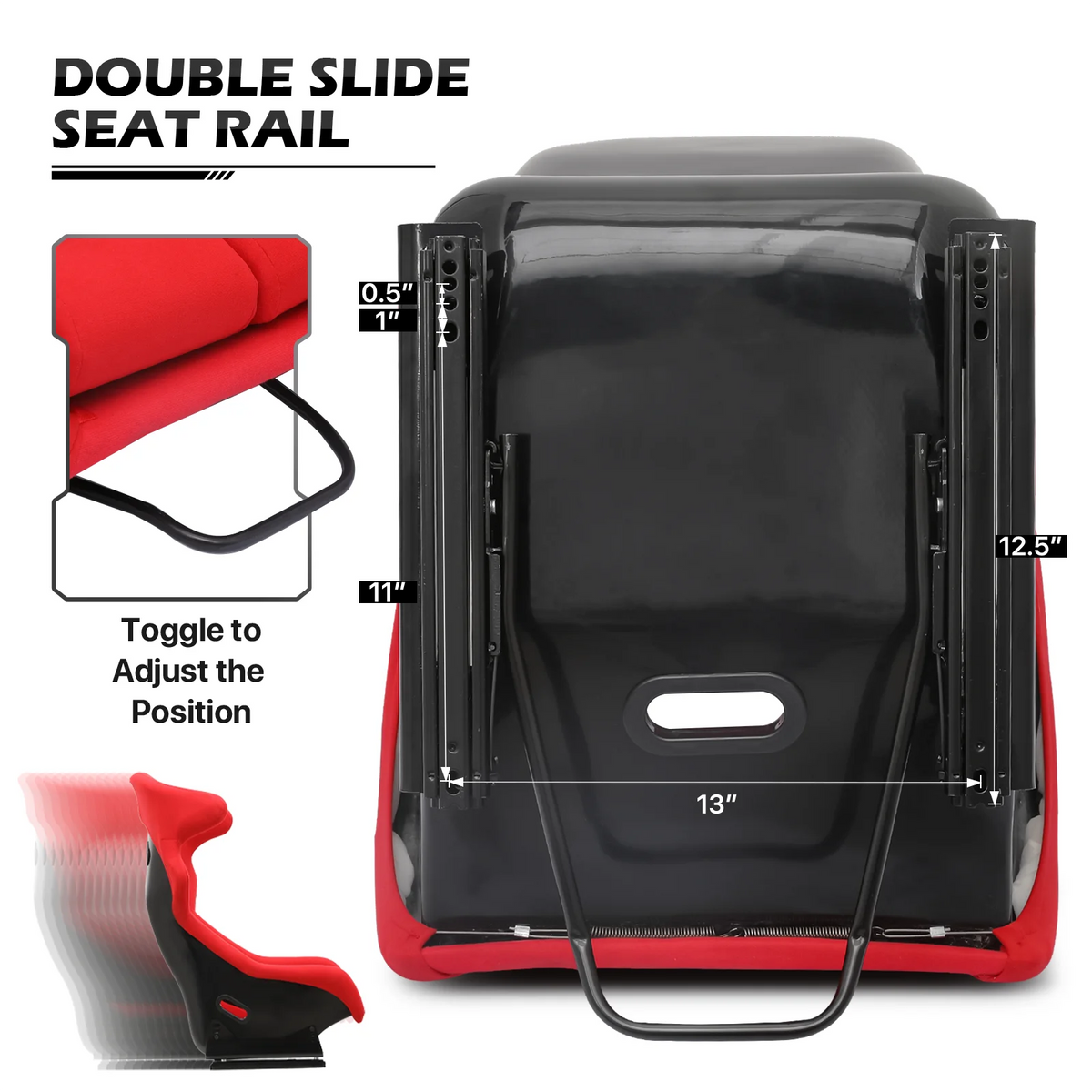 Racing Steering Wheel Stand with Racing Seat, Adjustable Slide, Red H496