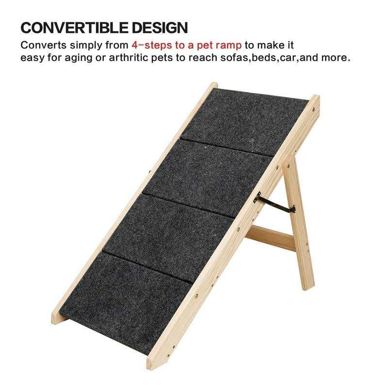 Foldable 4 Levels Wooden Pet Stairs & Ramp J76795