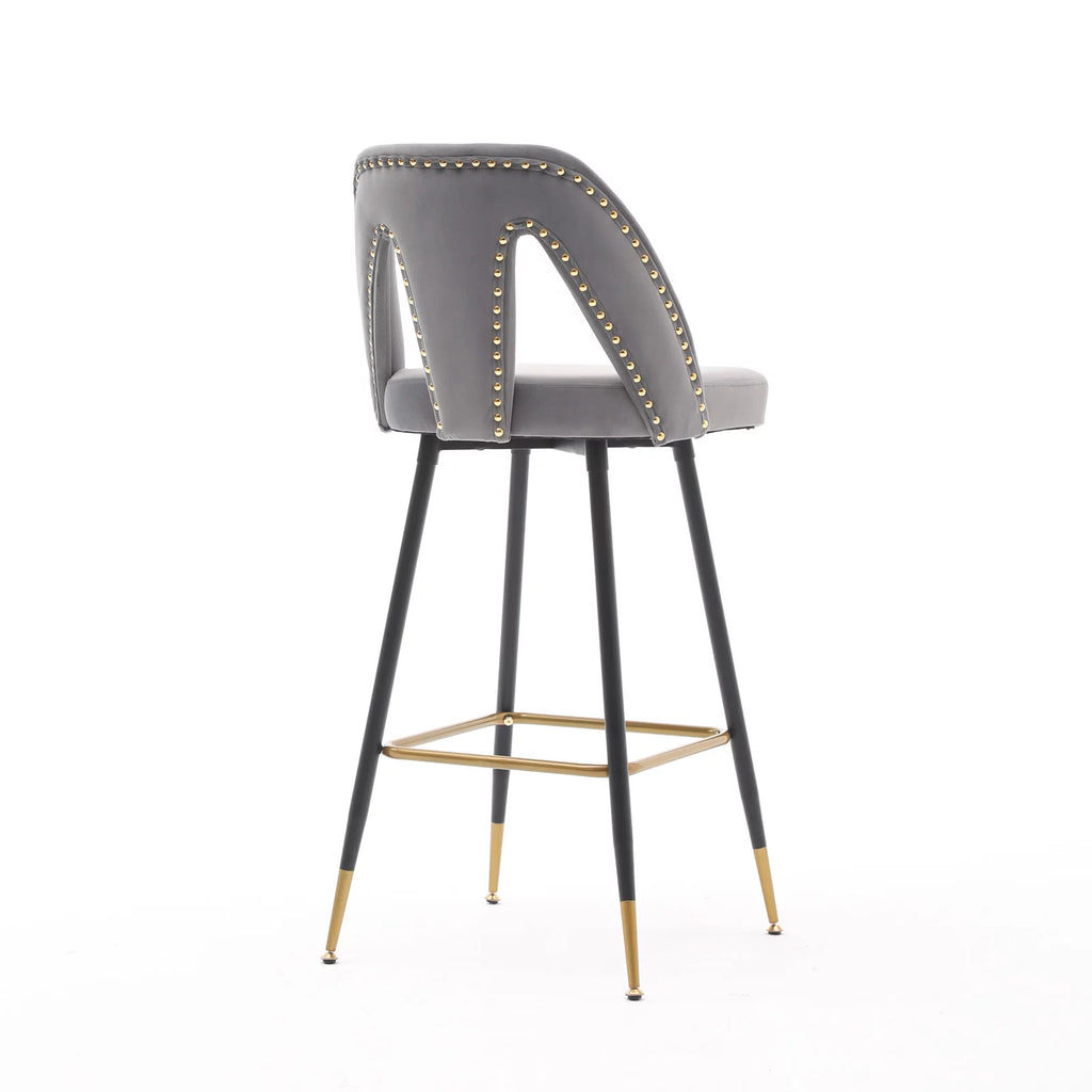 Velvet Upholstered Bar Stools with Back 30 inch Seat Height Set of 4 I643