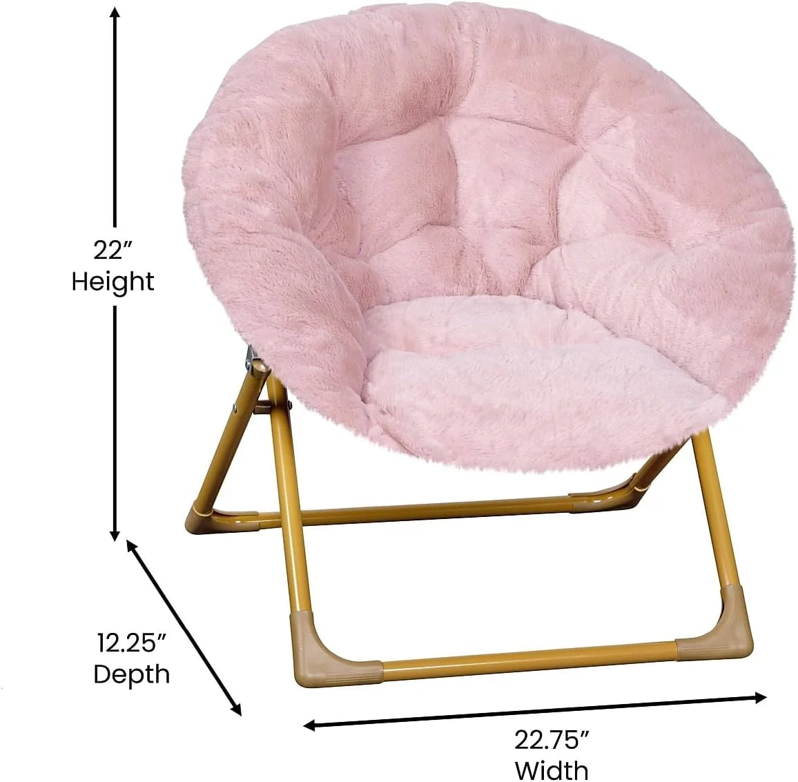 Blush Faux Fur Folding Saucer Chair I554
