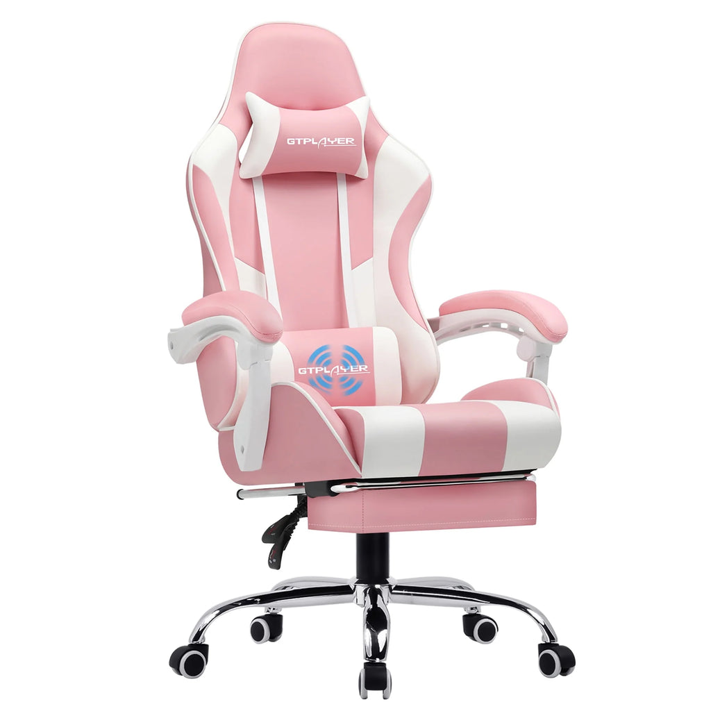 Blue Faux Leather Gaming Chair with Footrest I912728