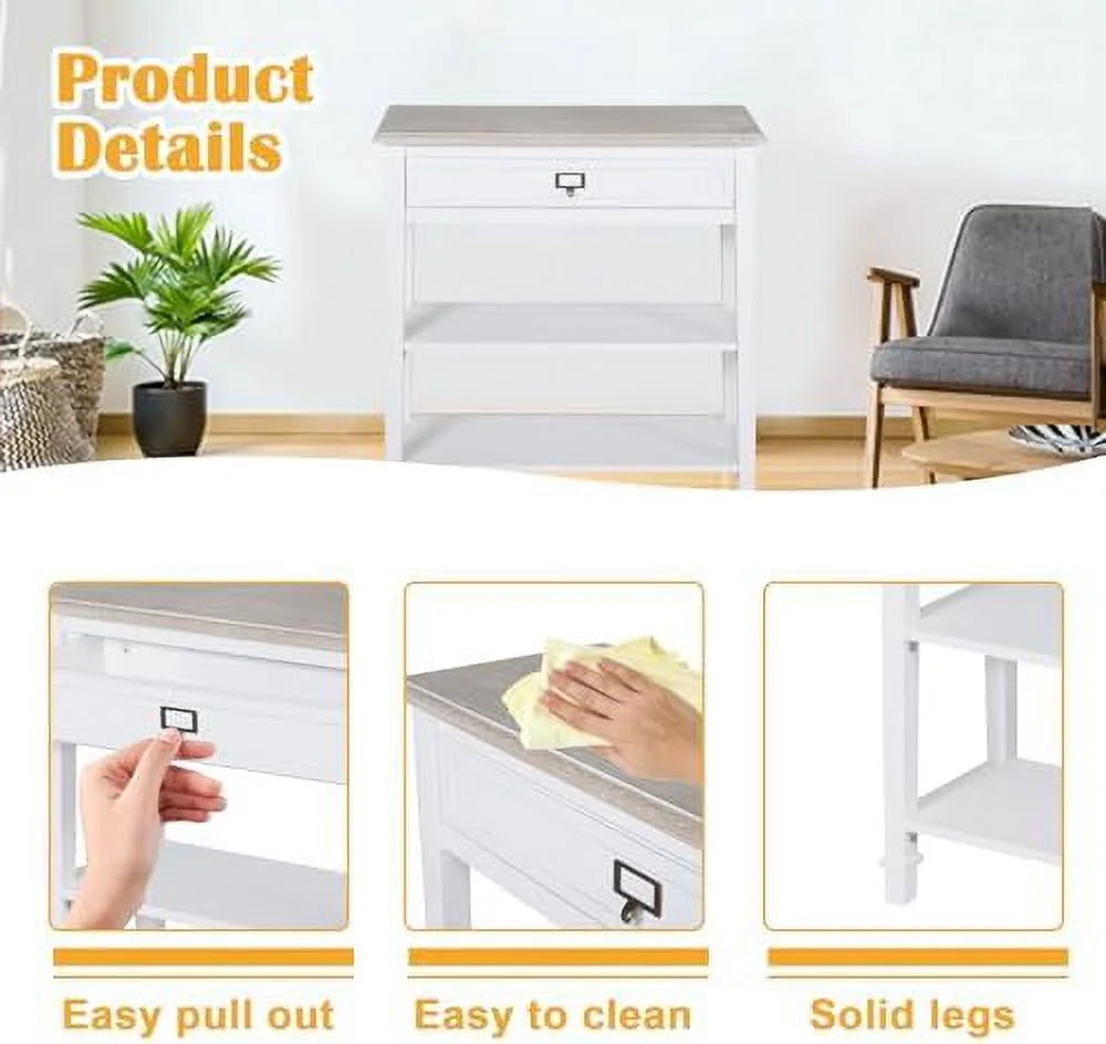 Skinny Console Table with Drawer and Shelves Grey Z704908