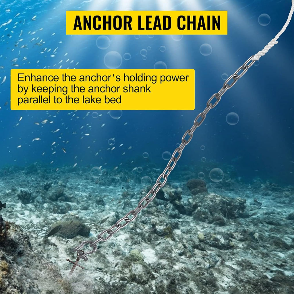 15' x 5/16" Boat Anchor Chain, 1/2" x 200' Nylon Rope, Galvanized Steel Chain O639