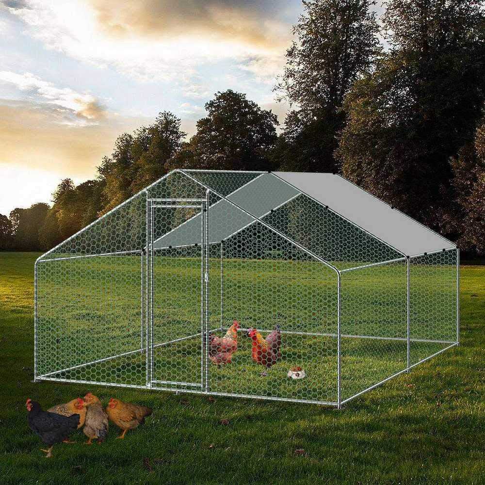 Large Walk-in Metal Chicken Coop with Waterproof Cover X369