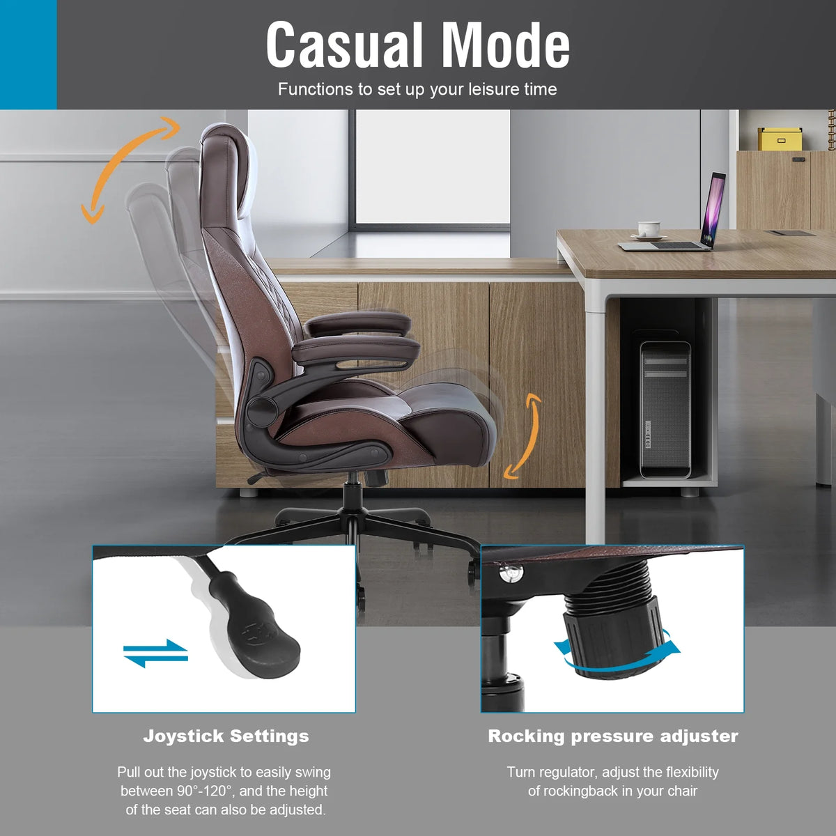 Ergonomic Big and Tall Office Chair Brown U51877