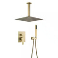 12 in. Ceiling Mount Dual Shower Heads with Pressure Balance Valve in Brushed Gold C152