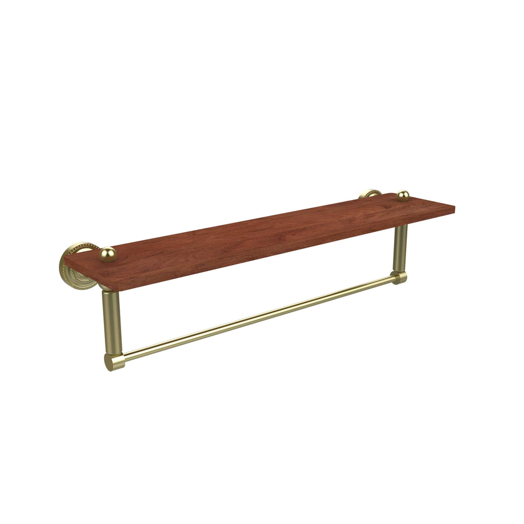 Solid IPE Ironwood Shelf with Integrated Towel Bar Satin Brass D61736