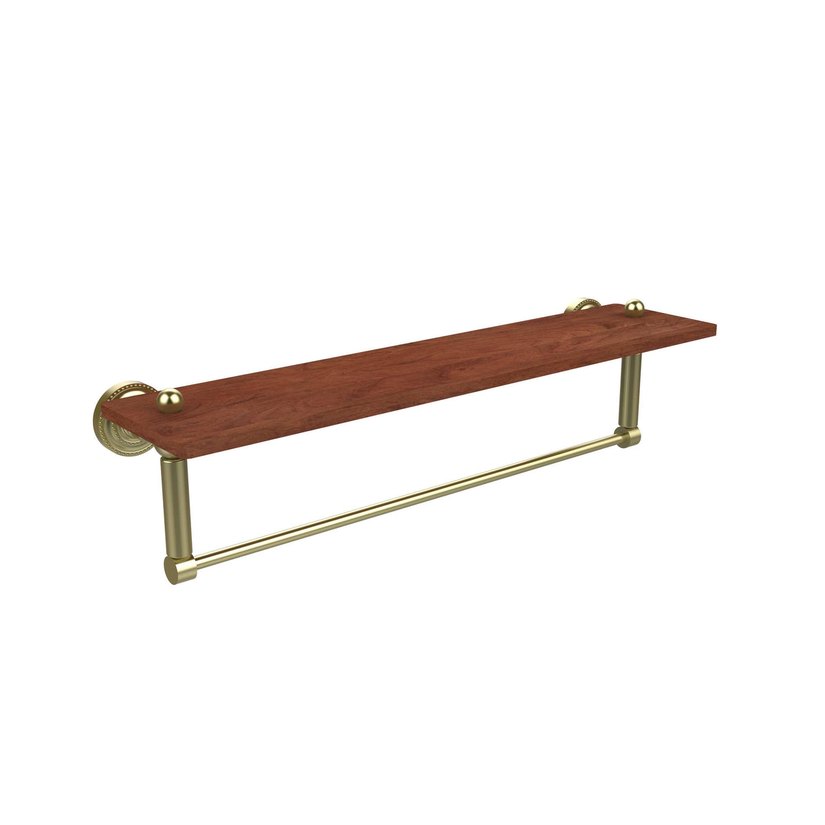 Solid IPE Ironwood Shelf with Integrated Towel Bar Satin Brass D61736
