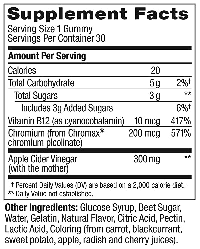 Apple Cider Vinegar Vitamin B12 Chromium Chewable Supplement - 30 Count N152381