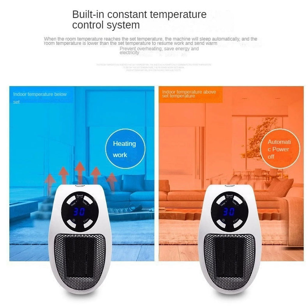 500W Mini Plug-in Wall Heater With Digital Timer S214835