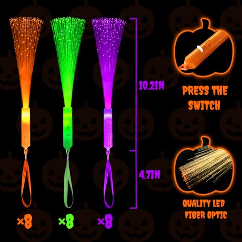 12 Pack Red White Green Fiber Optic Glow Sticks J970