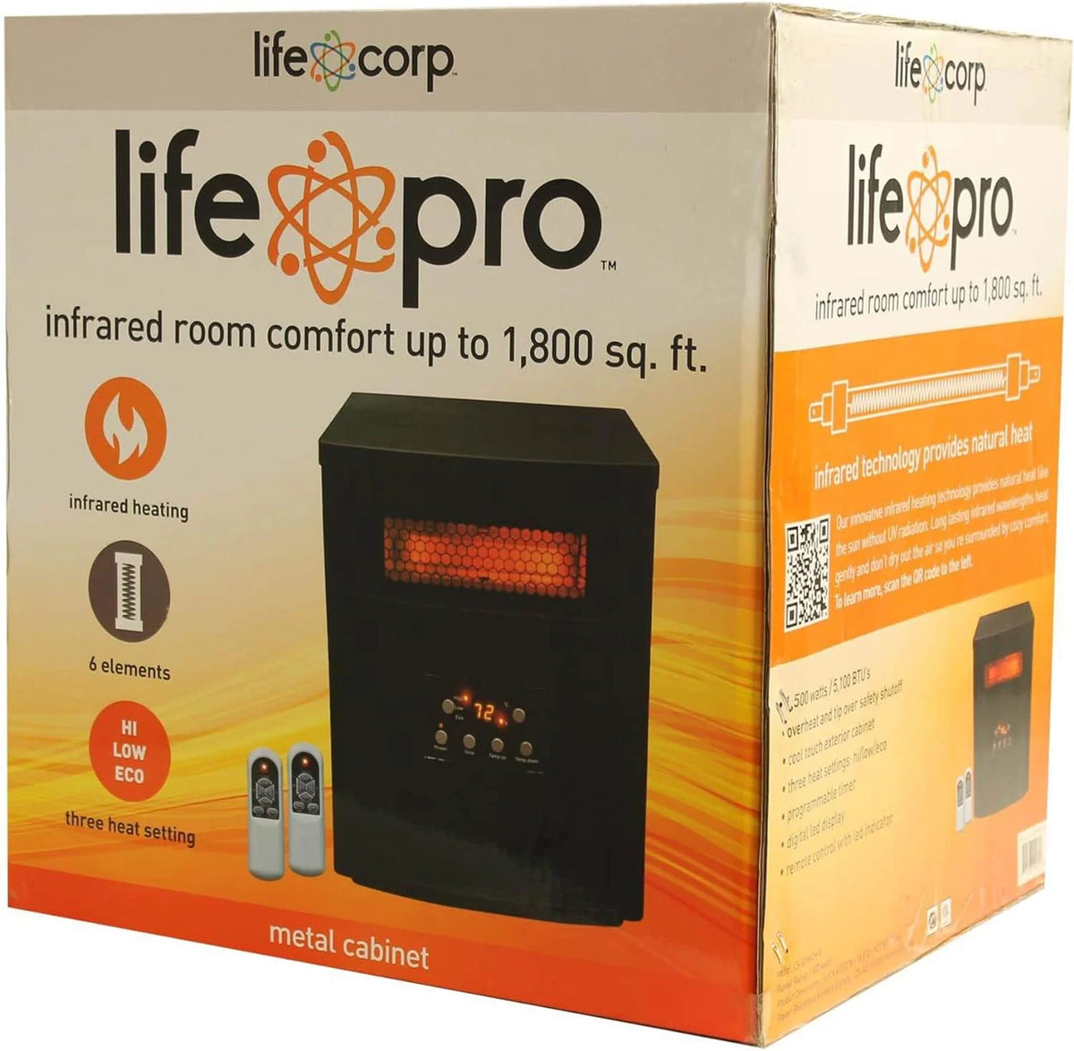 1500W Portable Electric Infrared Quartz Space Heater with Remote Control Black 2 Pack X91763