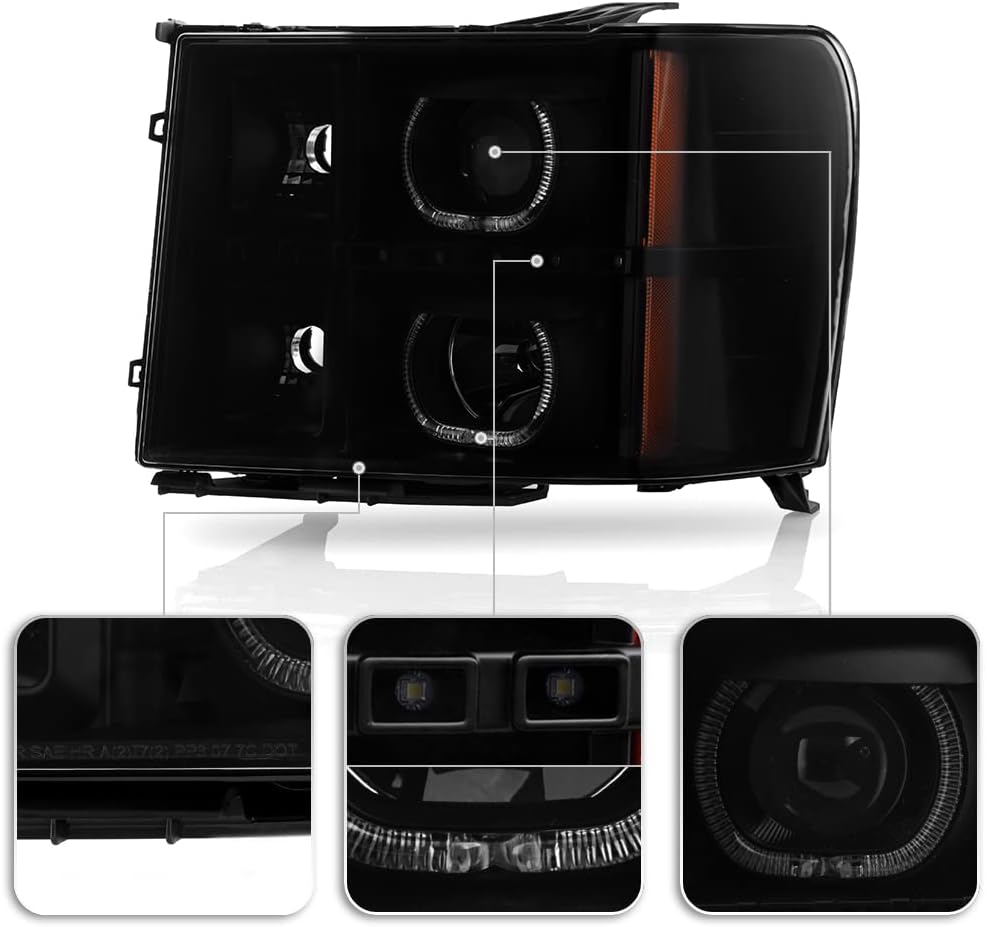 Blk Smoke LED Projector Headlights Driver + Passenger Side X870