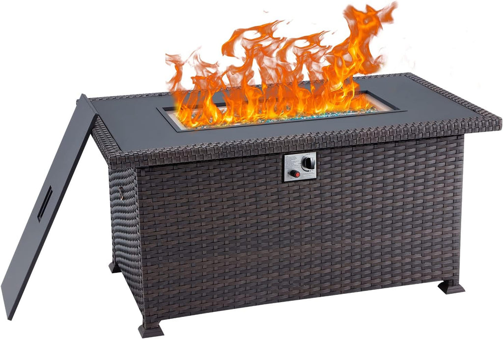 Propane Fire Pit Table 32in 50,000BTU Smokeless with Cover Brown N4817