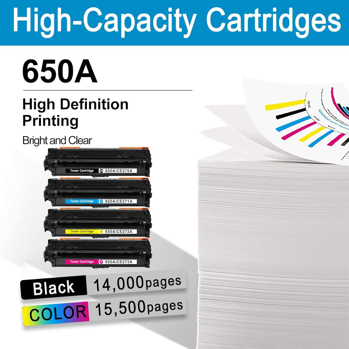 5 Pack Remanufactured Toner Cartridge for HP Color Enterprise CP5525n CP5525dn CP5525xh M750n M750dn M750xh G217230