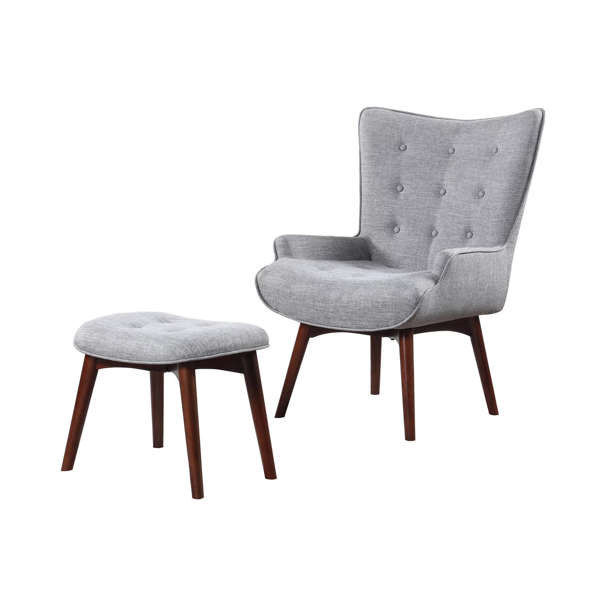 Grey and Brown Upholstered Accent Chair with Ottoman J85611