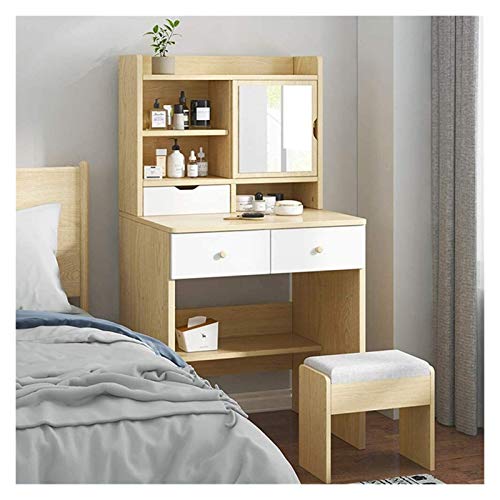 White Makeup Vanity Table with Flip Top Mirror and 2 Drawers A8507