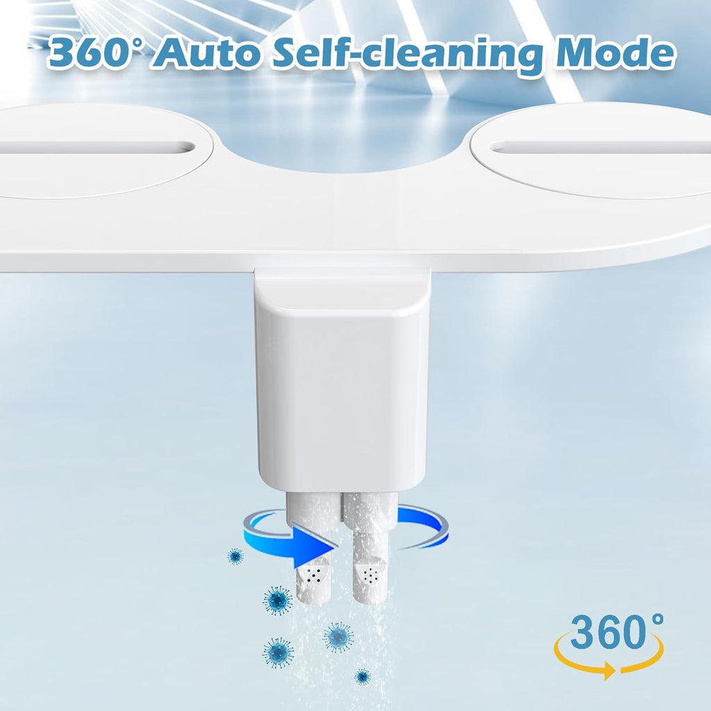 Ultra-Slim Bidet Attachment, Dual Nozzles, Adjustable Water Pressure, Non-Electric, Auto Self Cleaning S81580