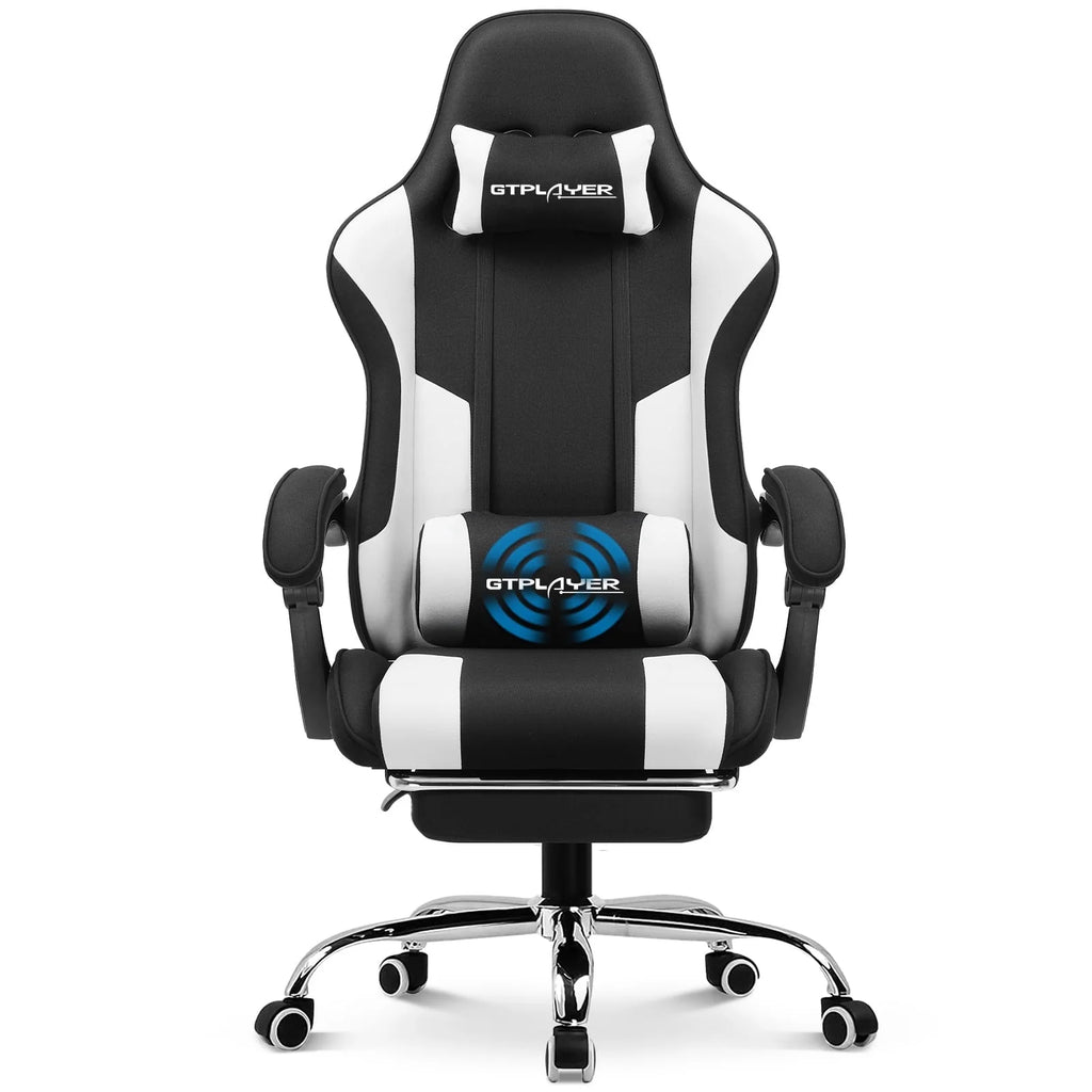 Blue Faux Leather Gaming Chair with Footrest I912728