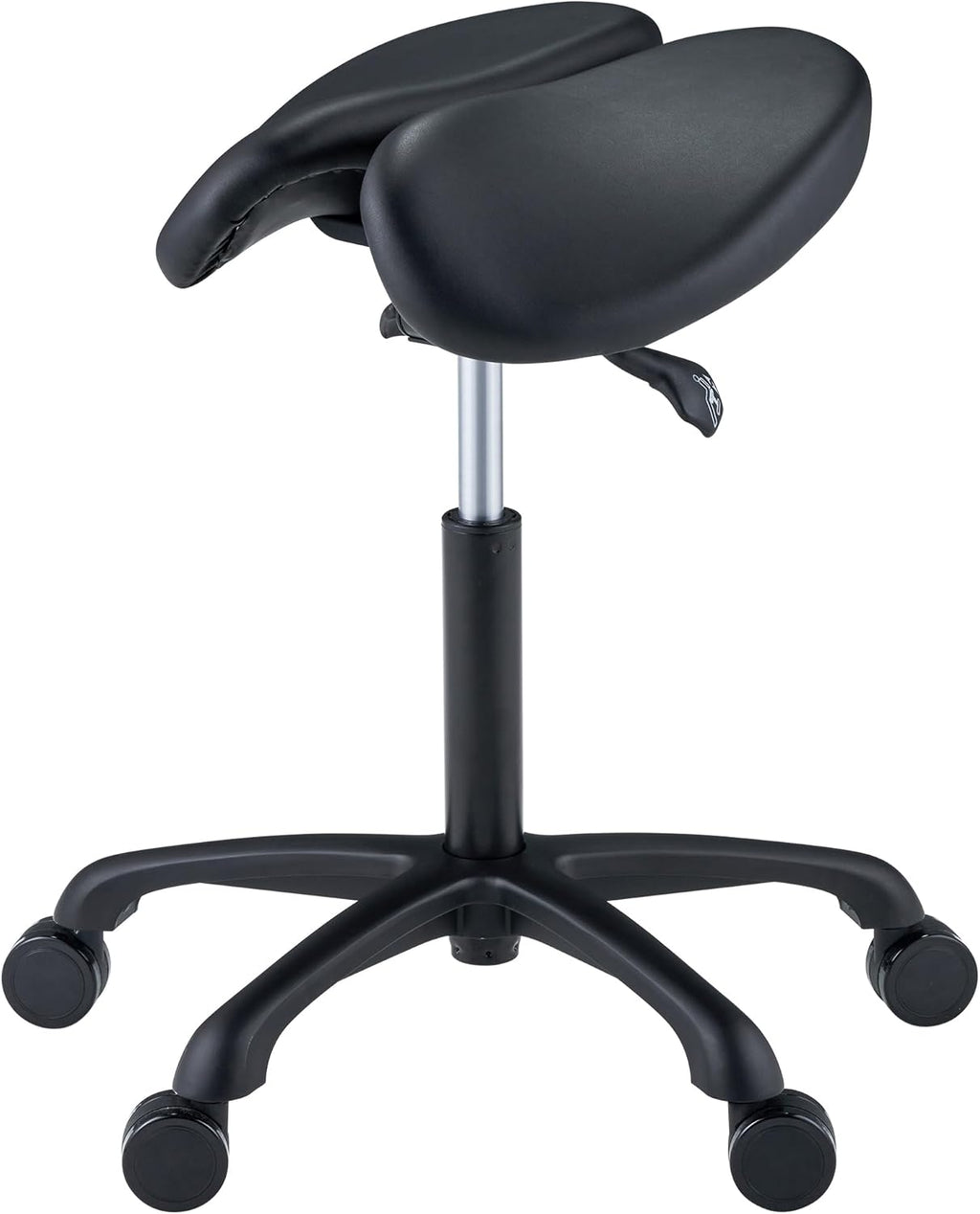 Black Ergonomic Saddle Stool with Aluminum Base C6035